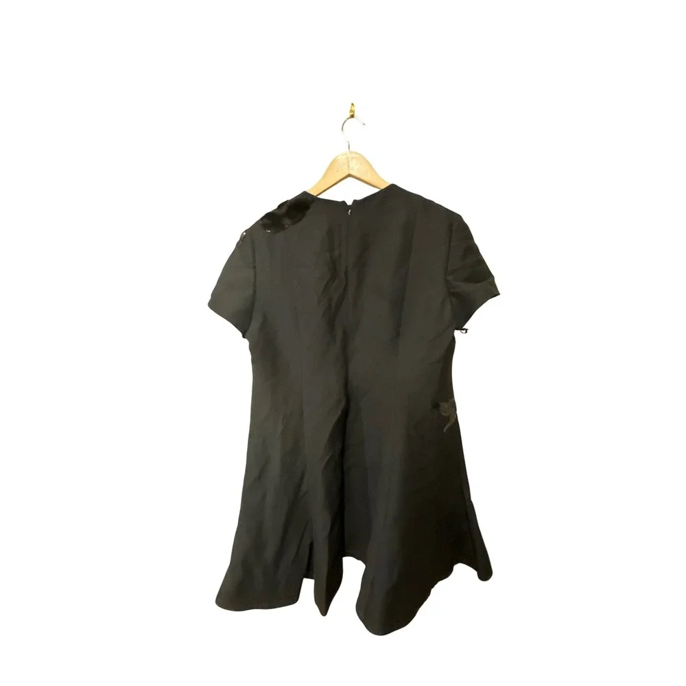 Valentino Black Embellished‎ Short Crepe Couture Dress Size 14